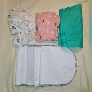 Diaper changing water proof pads and fitted pack and play sheets